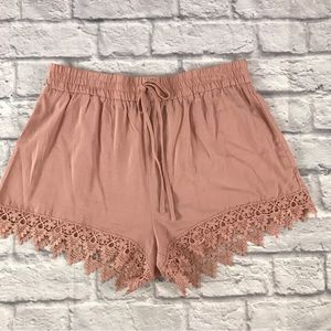 Ambiance Blush Pink‎ Crochet Lace Hem Short NWOT